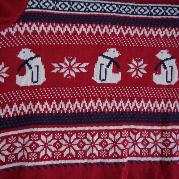 Dockers Red White Polar Bear Winter Cotton Chunky Knit Crewneck Sweater Large - Picture 7 of 10